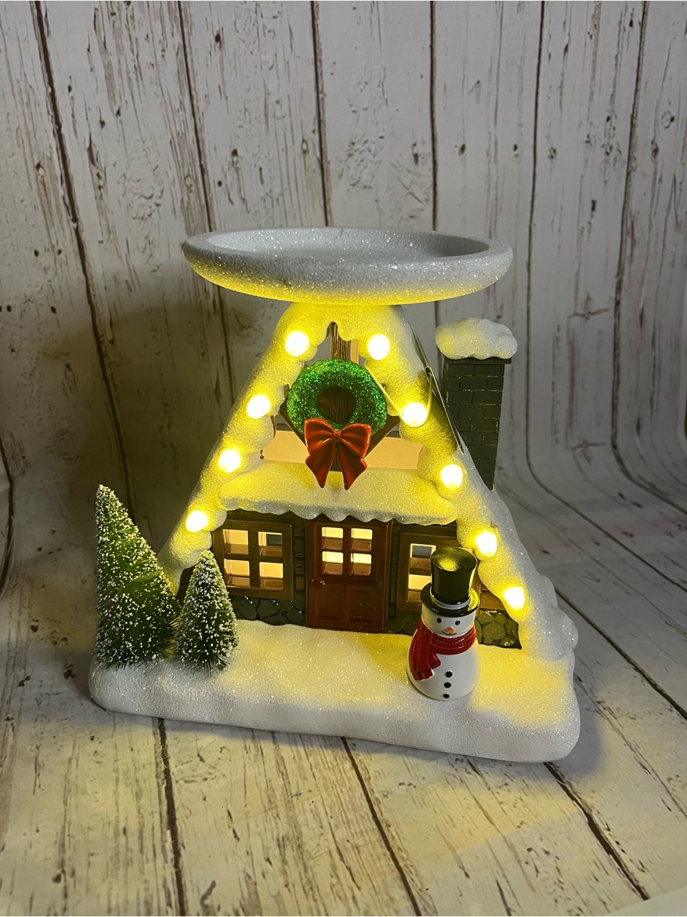 Bath & Body Works Light-Up A-Frame House 3-Wick Candle Holder Christmas Decor